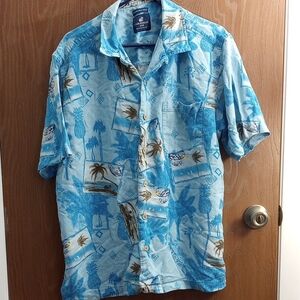 Caribbean Joe Light Blue Tropical Men's Shirt Size XL